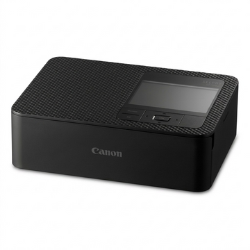 Imprimante photo compacte noire Canon SELPHY CP1500 sur fond blanc.