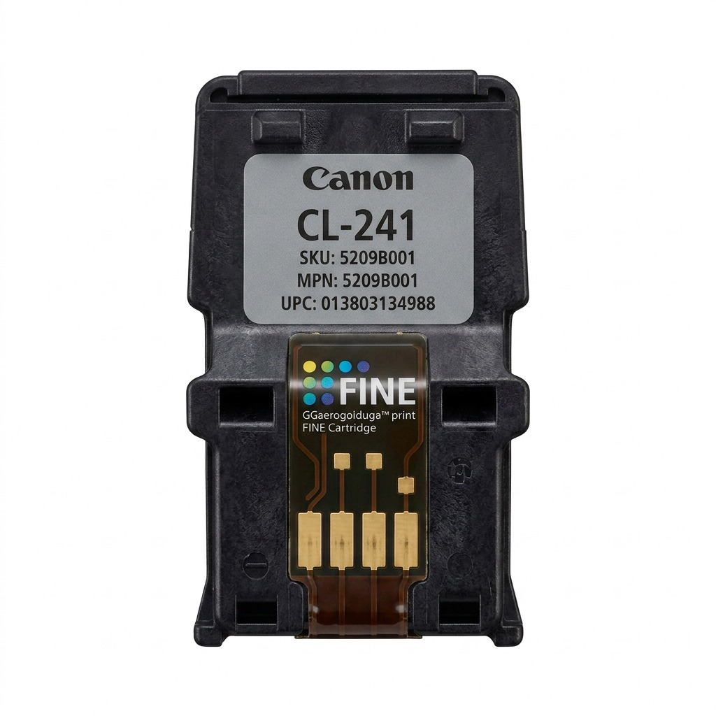 Cartouche d’encre couleur Canon CL-241 sur fond blanc.