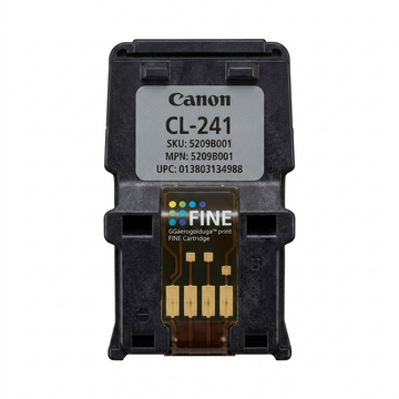 Cartouche d’encre couleur Canon CL-241 sur fond blanc.