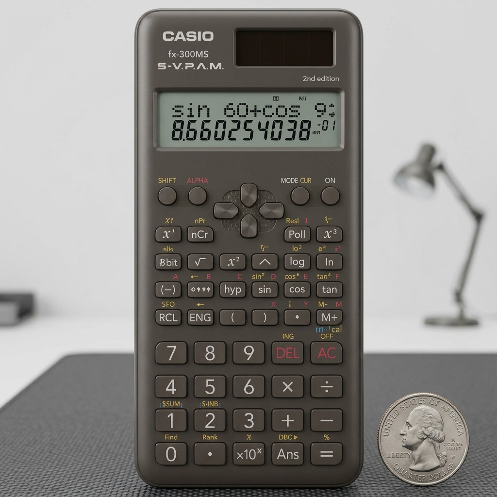 Casio FX-300MS Plus 2nd Edition scientific calculator with 2-line display on a white background.