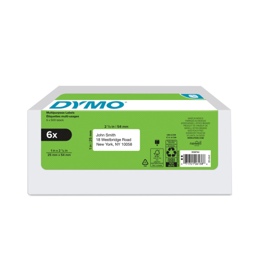 Labels 1" X 2-1/8" 500/roll X 6