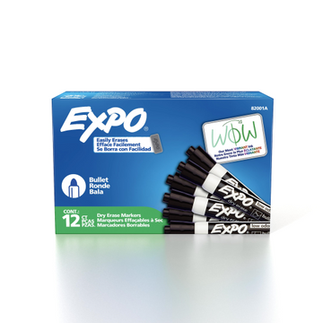 EXPO Dry Erase Marker, Low Odour Ink, Black, Bullet Tip, 1 Unit