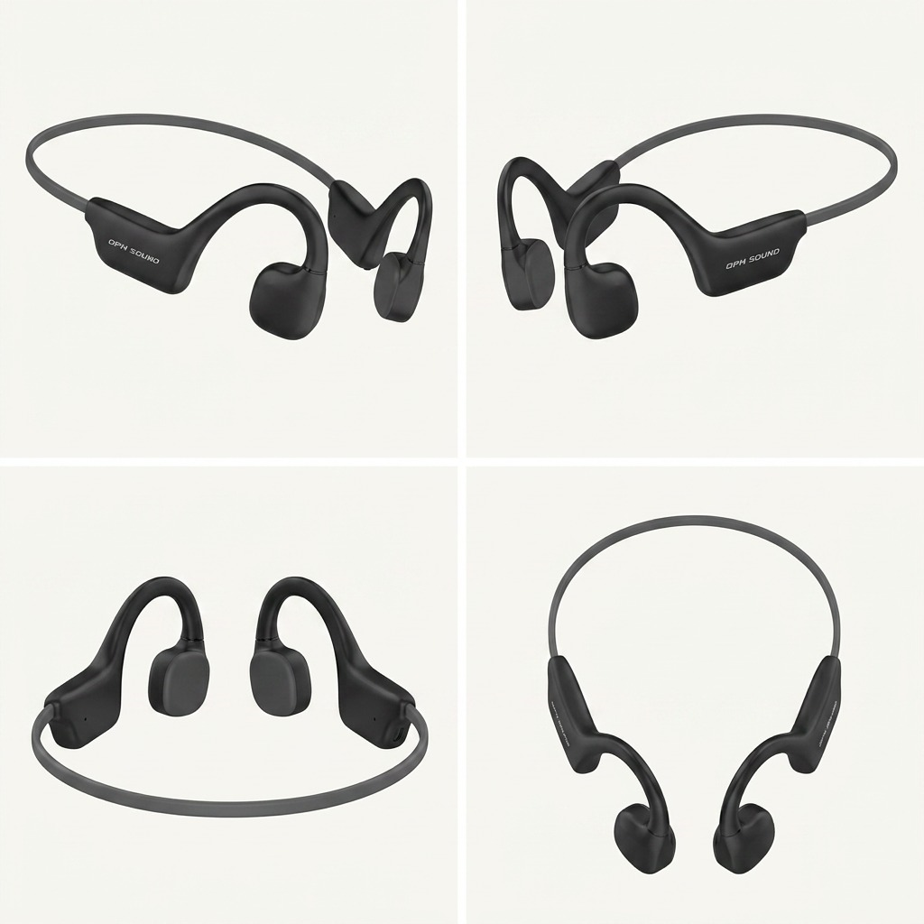 OPN Sound Osso – Écouteurs sans fil à conduction osseuse — présentation sous plusieurs angles, réf. OS1000BC