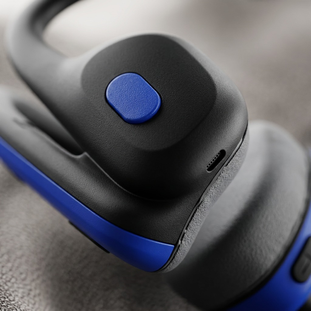 OPN Sound Mezzo+ – Casque à conduction osseuse Bluetooth — gros plan sur les détails, réf. OS8000BL
