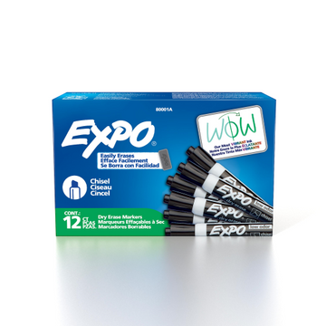 EXPO Dry Erase Marker, Low Odor Ink, Black, Chisel Tip, 1 Unit