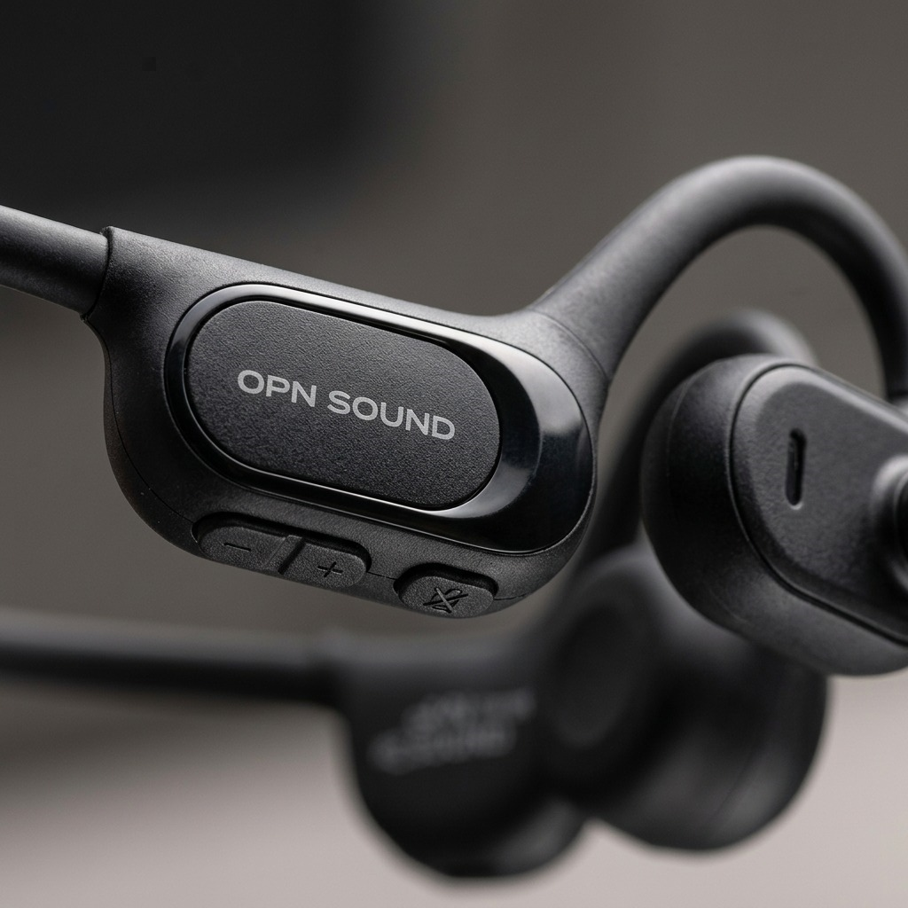OPN Sound Chat Pro – Casque Bluetooth avec micro ENC — gros plan des commandes et connecteurs, réf. OS5050BL
