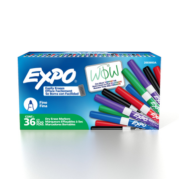 EXPO Dry Erase Markers, Low Odor Ink, Assorted Colors, Fine Tip, 36 Count