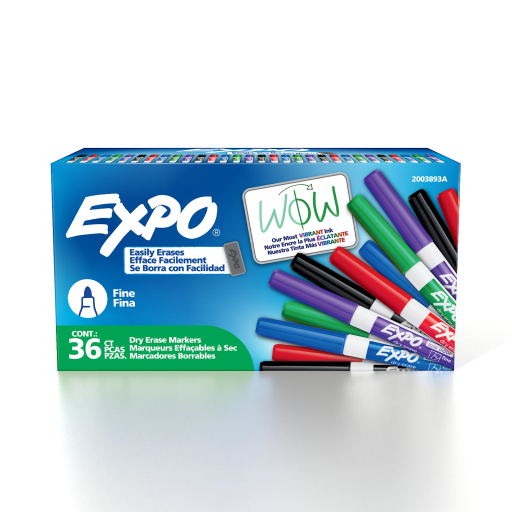 EXPO Dry Erase Markers, Low Odor Ink, Assorted Colors, Fine Tip, 36 Count