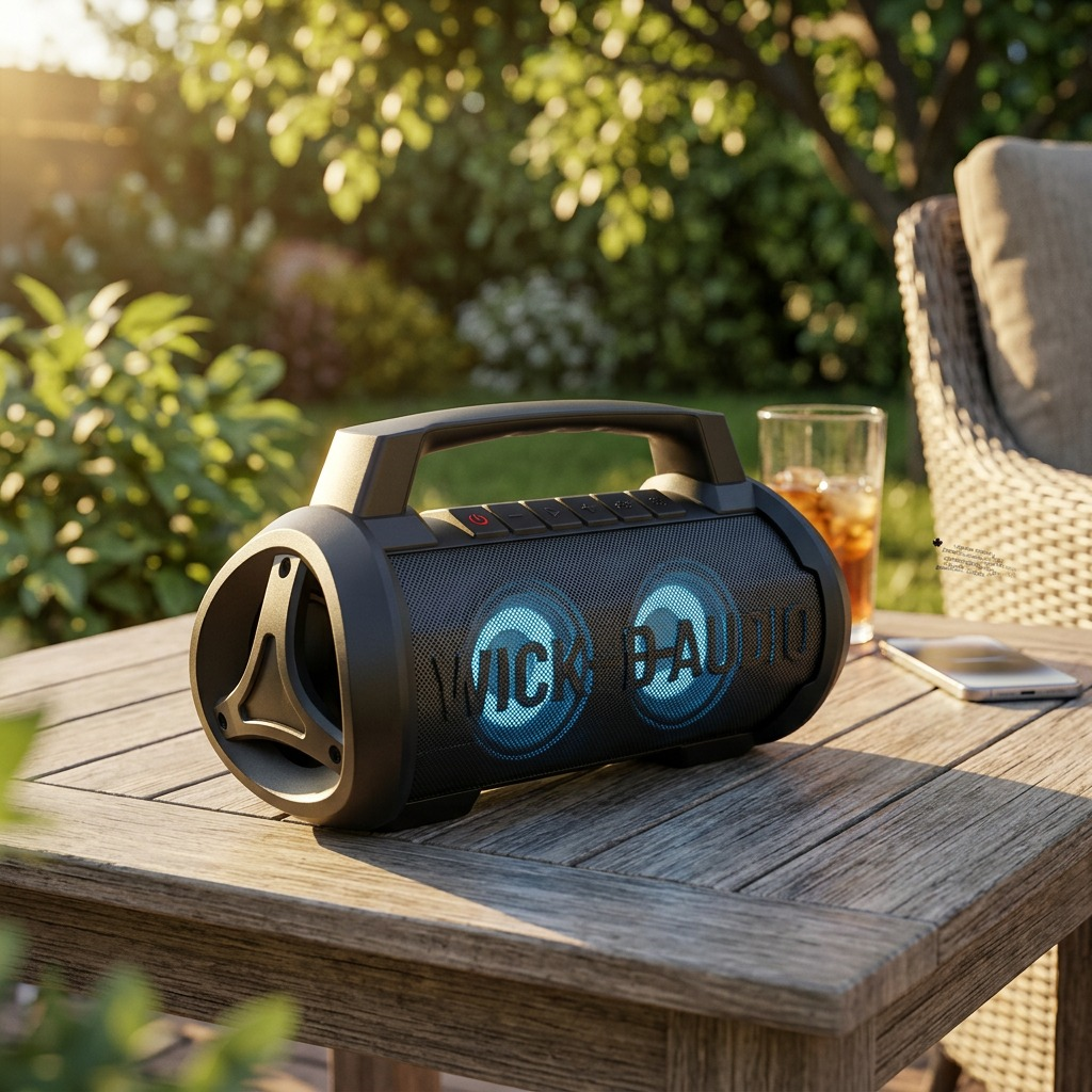 A high-resolution product shot of the black Wicked Audio Growl XL Party Speaker for ecommerce.