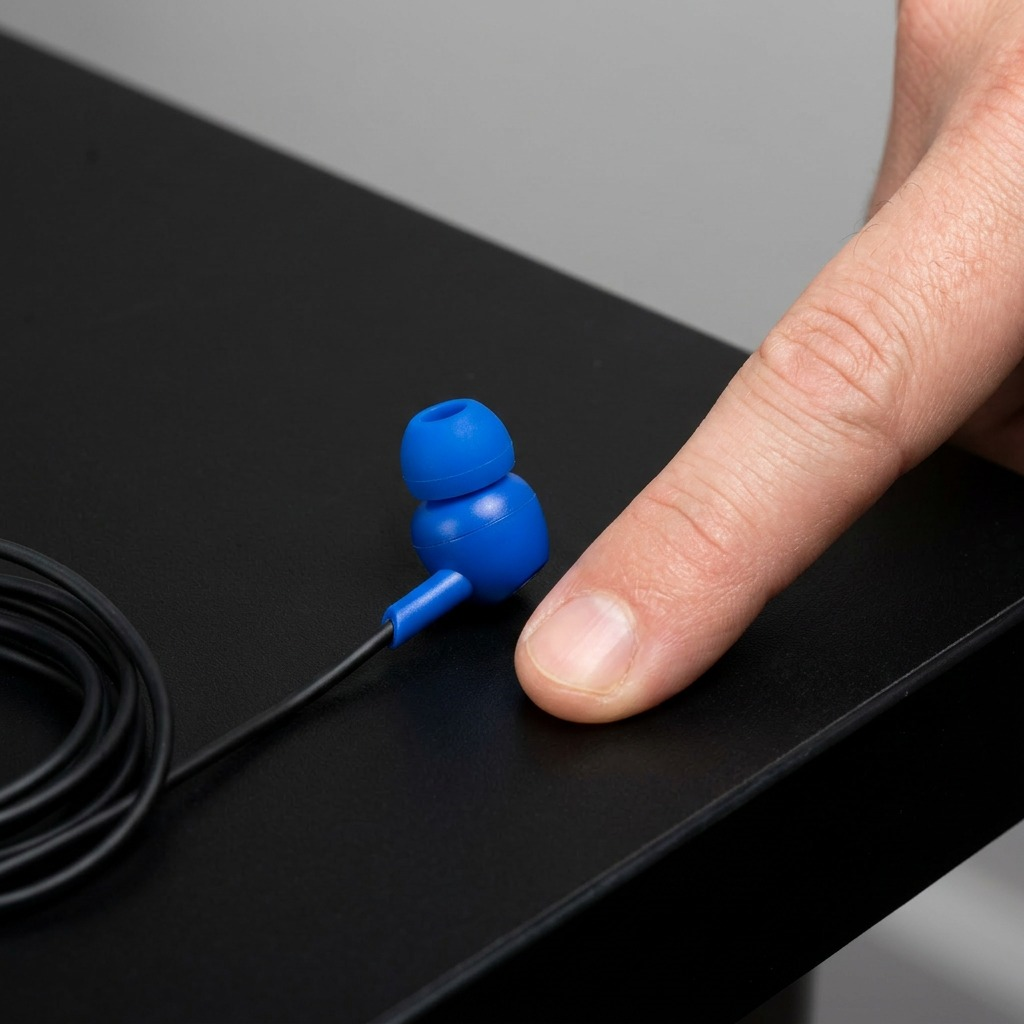 A high-resolution ecommerce hero shot of the Wicked Audio Brawl in-ear headphones in Deep Sea blue, shown from a three-quarter perspective on a pure white background.