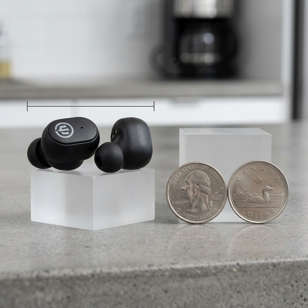 Wicked Audio Embr TWS black wireless earbuds hero shot on white.