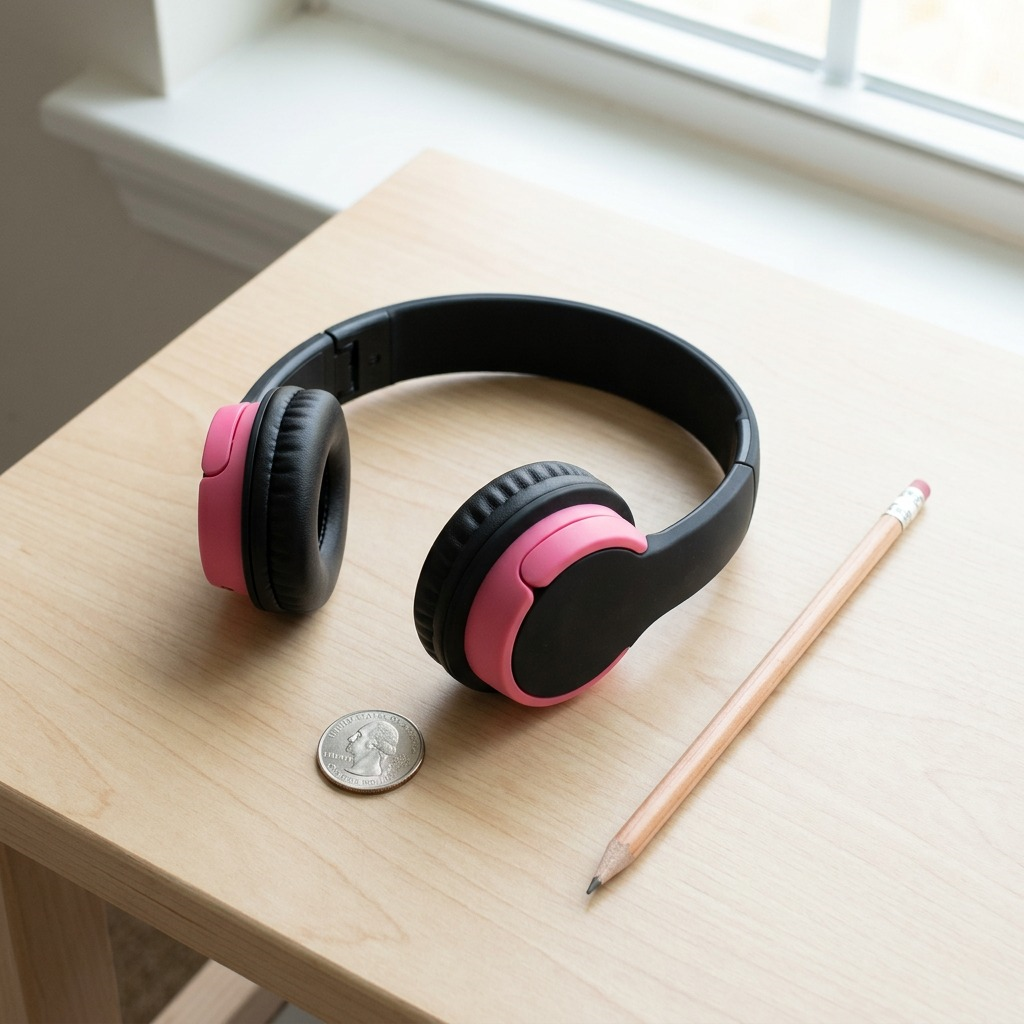 High-resolution hero shot: Wicked Audio Rad Rascal bubblegum pink & blue wired kids' headphones, on pure white background.