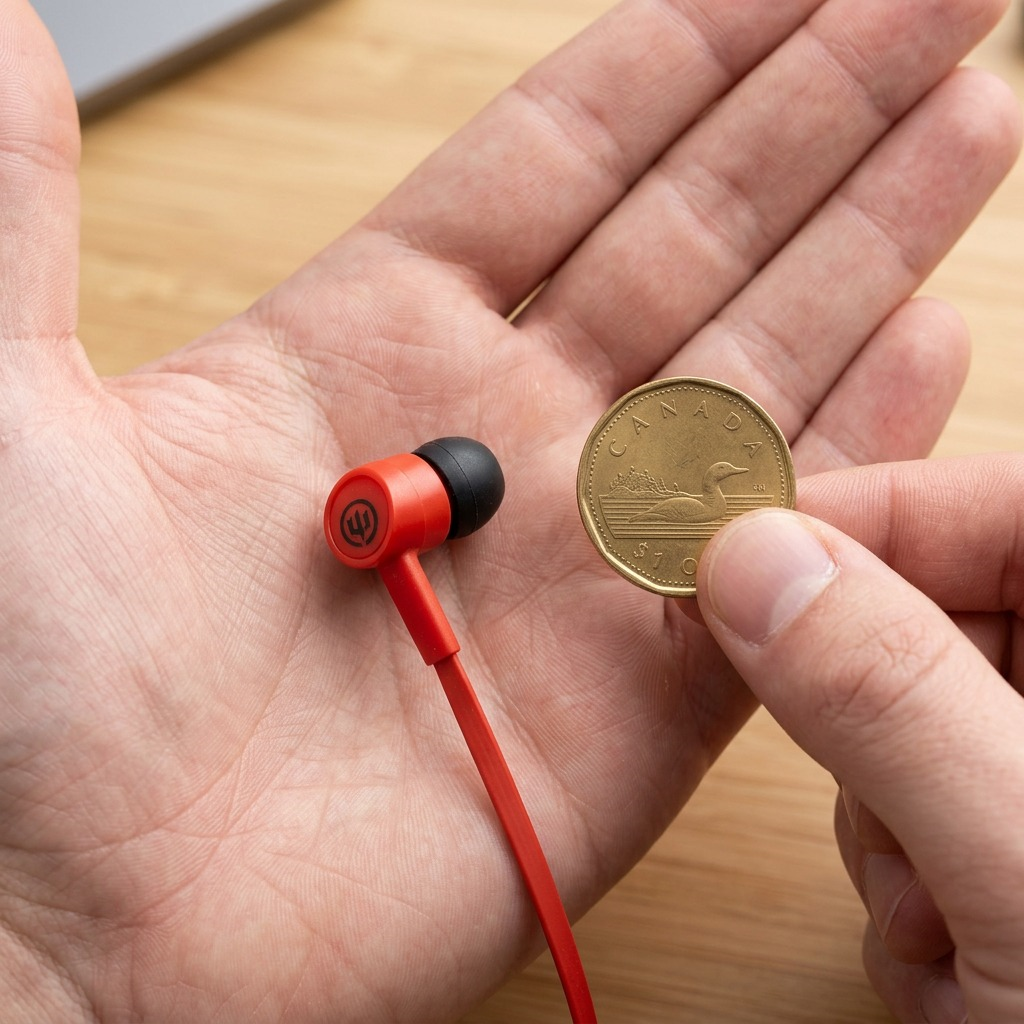 Pure high-resolution hero shot of Wicked Audio Havok Earbuds in Cherry Red, with inline mic and gold-plated L-plug, against a seamless white background.