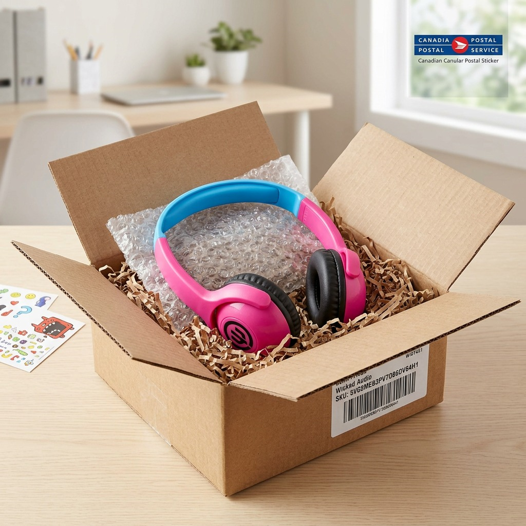 Hero shot of Wicked Audio Tricky Tike Kid Safe wireless headphones for kids in Candy Pink on white.