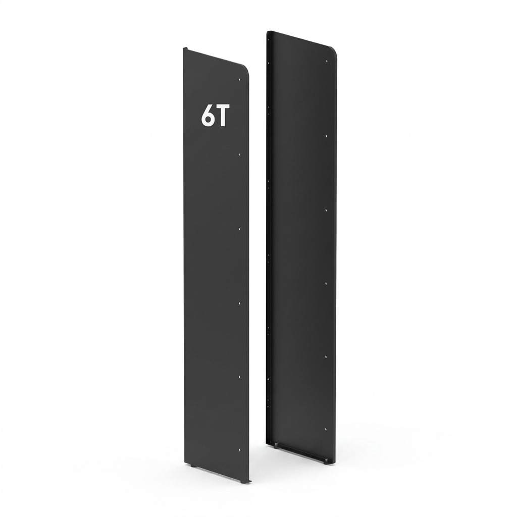 Matte black Rakabot Titan 6 Tier side panels with white '6T' marking on a pure white background.