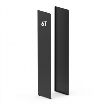 Matte black Rakabot Titan 6 Tier side panels with white '6T' marking on a pure white background.