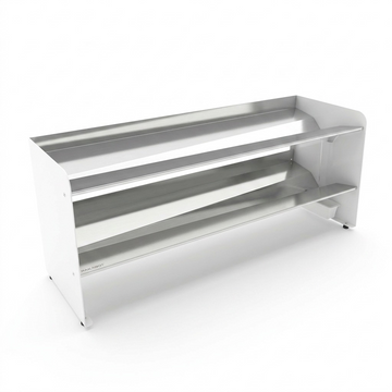 \nHero shot of the RAKABOT TIT247-SS-WHITE, a 2-tier white and stainless steel footwear rack.\n