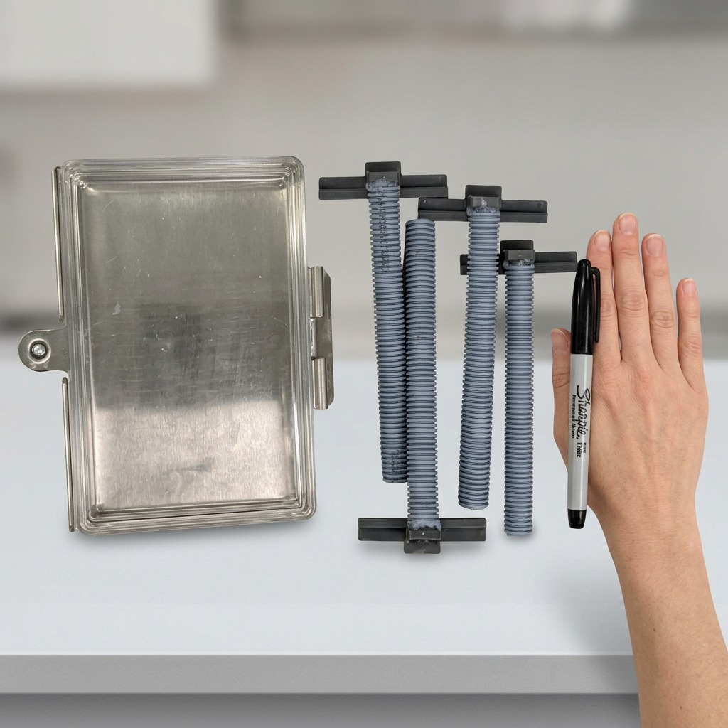 RAKABOT TITAN 5-tier draining pipe kit with clear water collector and four grey corrugated tubes.