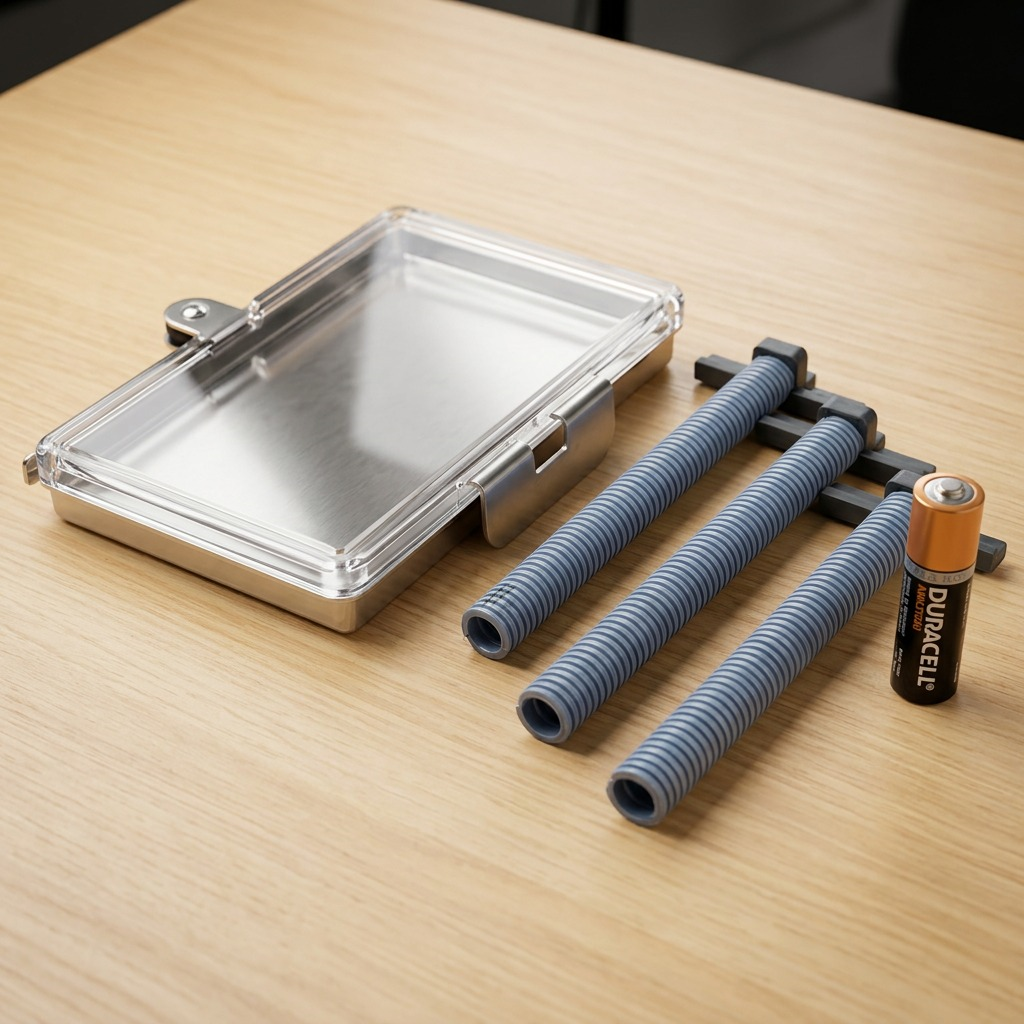 RAKABOT TITAN 4-Tier Drainage Pipe Kit with stainless steel basket and three grey flexible pipes.