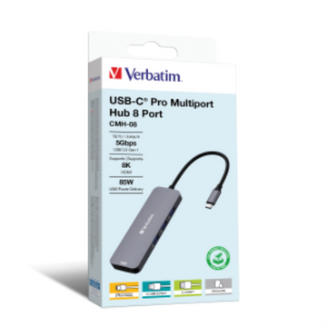 Verbatim CMH-08 USB-C Multiport Hub USB 3.2 GEN 1 PD / USB-A 3.0 x 3 / HDMI x 2 / SD / MicroSD
