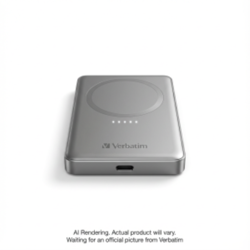 Verbatim Charge 'n' Go 5000mAh Magnetic Wireless Power Bank ? Ultra-Slim 9.6mm, 15W MagSafe Compatible, PD 20W Fast Charging ? Grey (MPN: 32244)