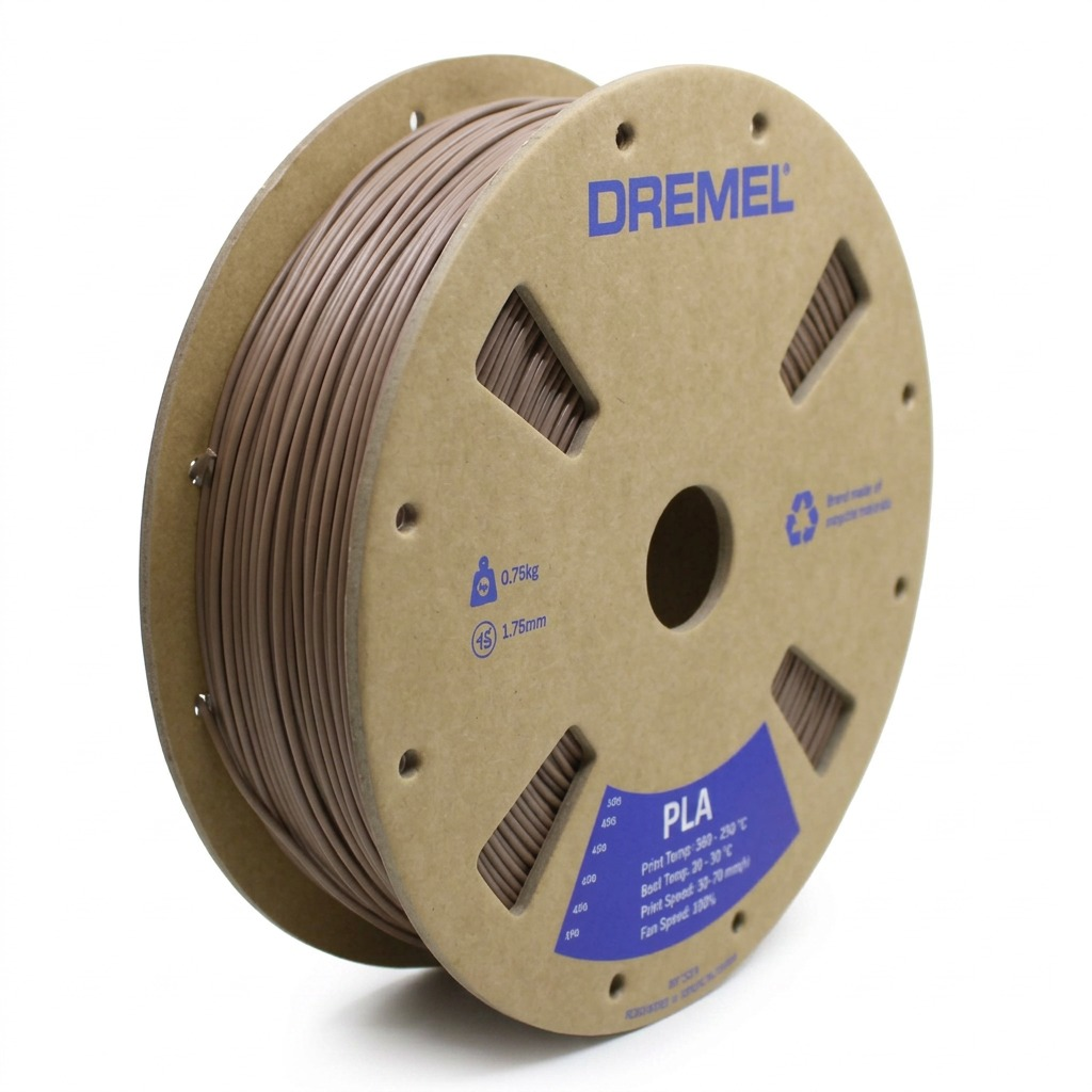 Dremel – Filament PLA brun mat, 1,75 mm, 0,75 kg — vue principale, réf. PLA-BRO-01