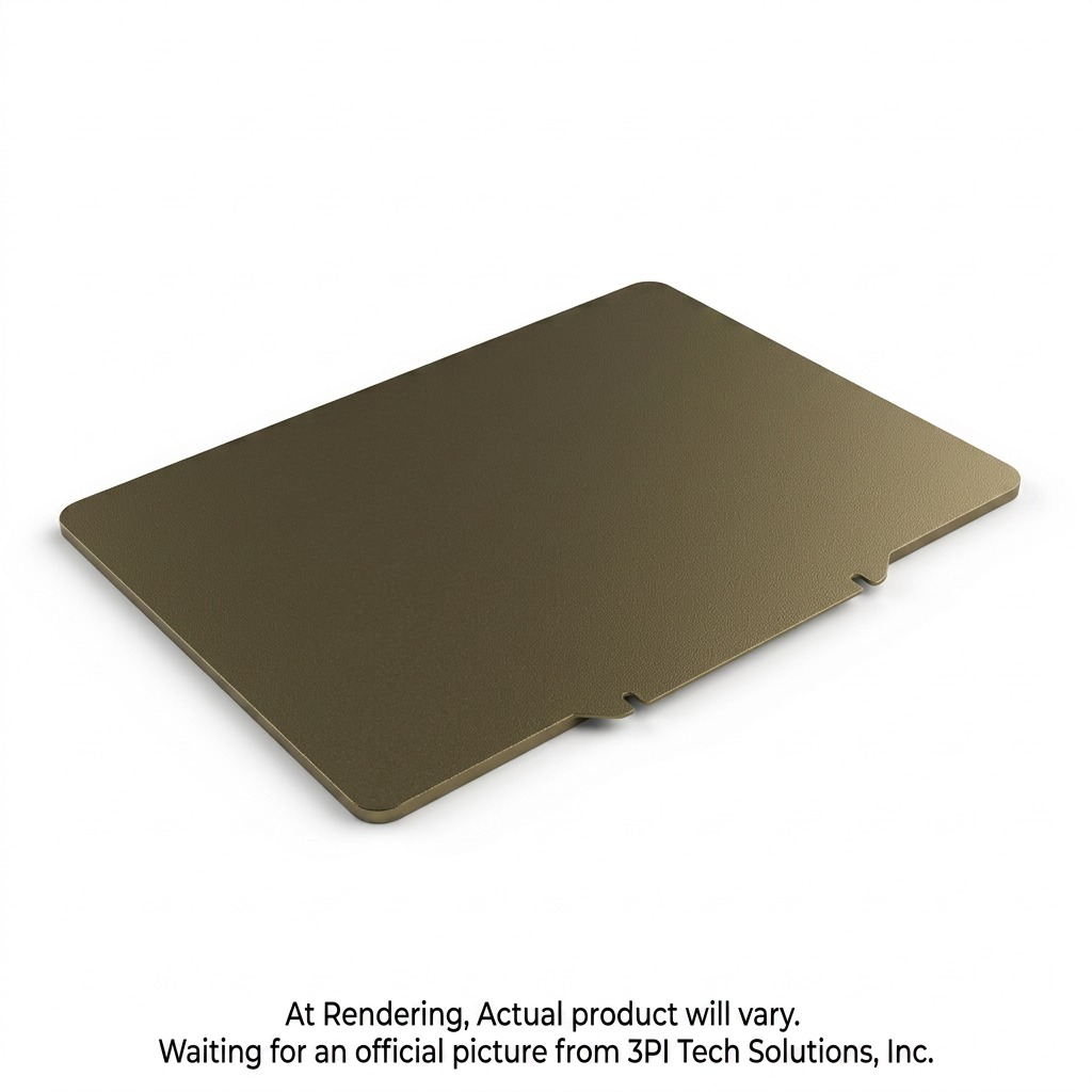A sharp, detailed photograph of the brown PEI flexible build sheet for 3D printers, shown perspective on a pure white background with realistic shadows.