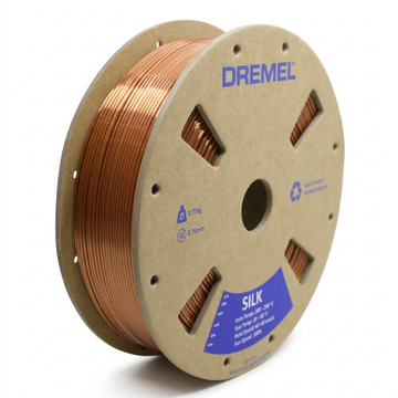 Dremel – Filament PLA soyeux cuivré, 1,75 mm, 0,75 kg — présentation en situation, réf. SLK-COP-01