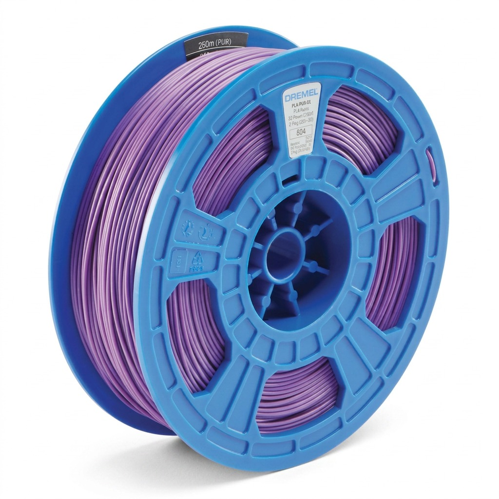 Dremel – Filament PLA violet, 1,75 mm, 0,75 kg — présentation en situation, réf. PLA-PUR-01