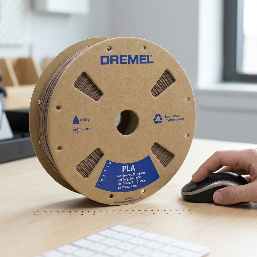 Pure high-resolution hero shot: 1.75mm diameter, 0.75kg Matte Brown 3PI PLA filament spool, clean and sharp product edges.