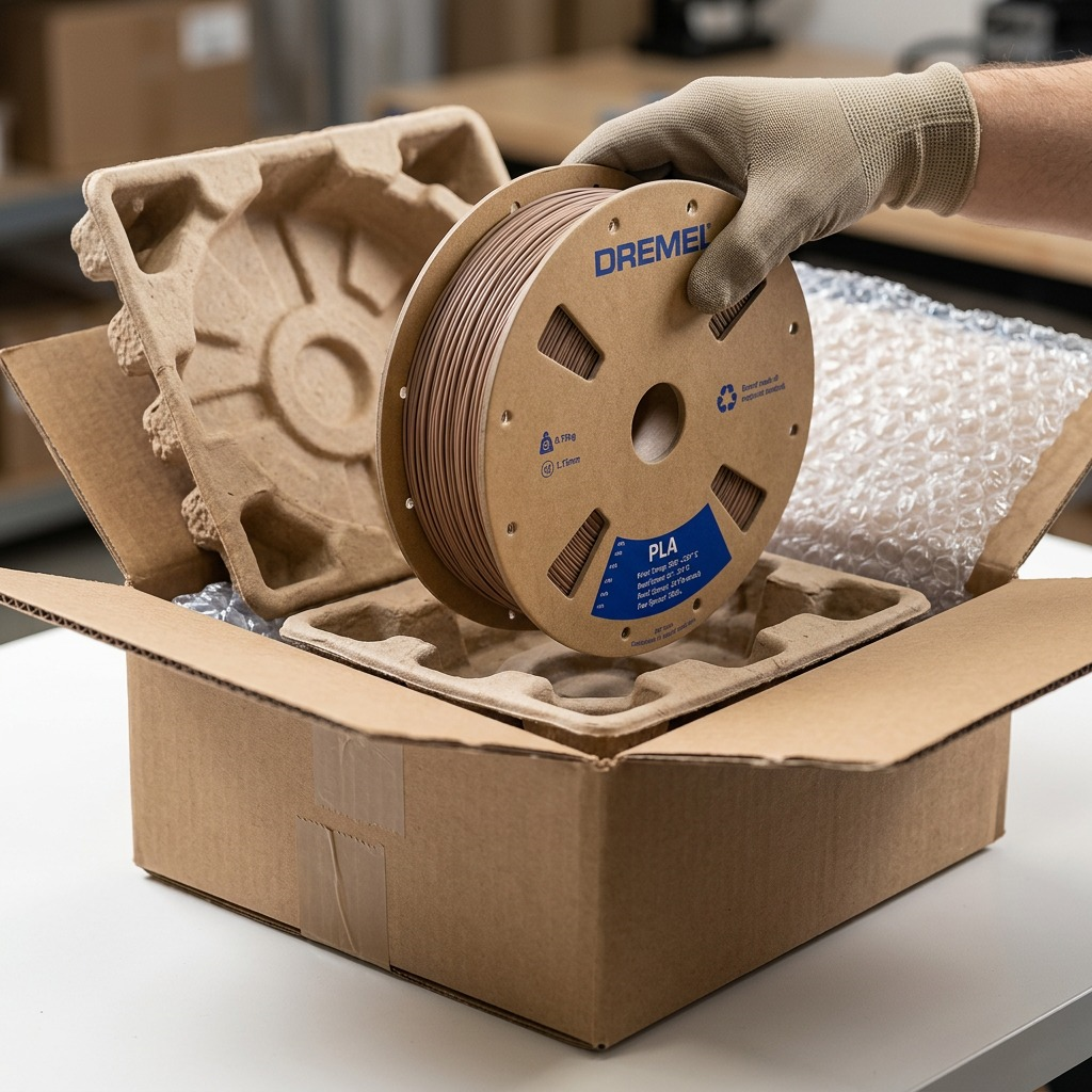 Dremel – Filament PLA brun mat, 1,75 mm, 0,75 kg — gros plan des détails, réf. PLA-BRO-01