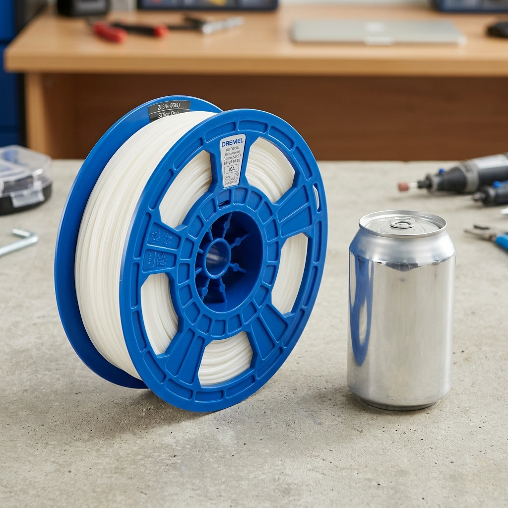 A centered high-resolution pure white filament spool on a blue core for 3D printing.