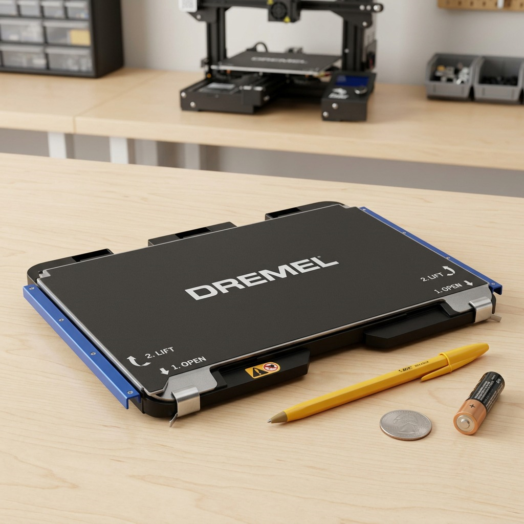 High-resolution centered photo of the Dremel 3D40-FLX Build Plate on a pure white background.