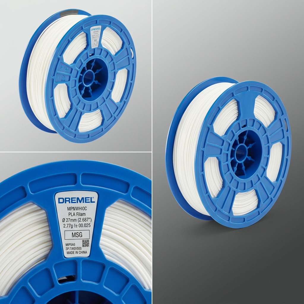 Dremel – Filament PLA blanc, 1,75 mm, 0,75 kg — vues et détails du produit, réf. PLA-WHI-01