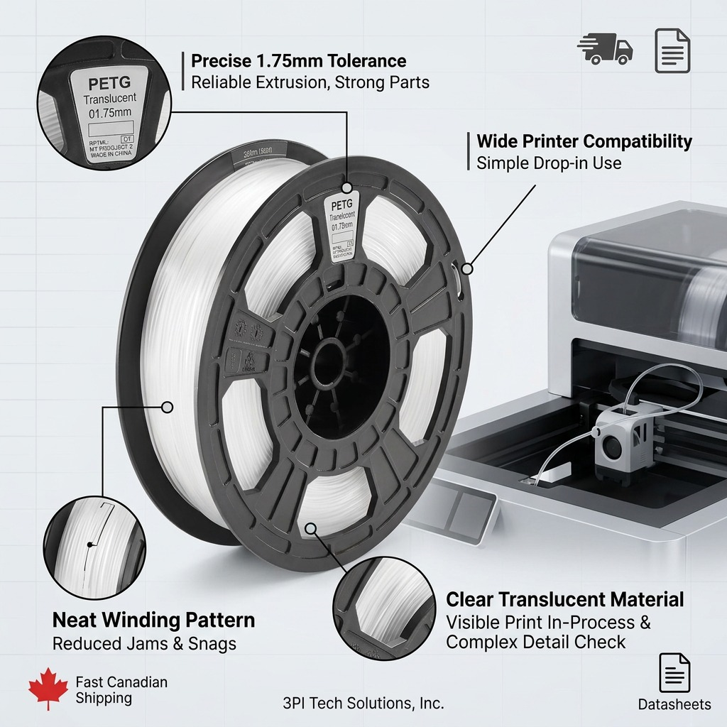 Dremel – Filament PETG translucide, 1,75 mm, 0,75 kg — vue 6, réf. PETG-TRA-01