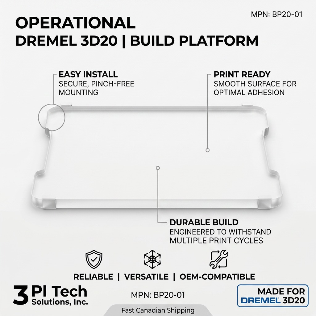 Dremel 3D20 – Plateau de fabrication BP20-01 — présentation des caractéristiques, réf. BP20-01