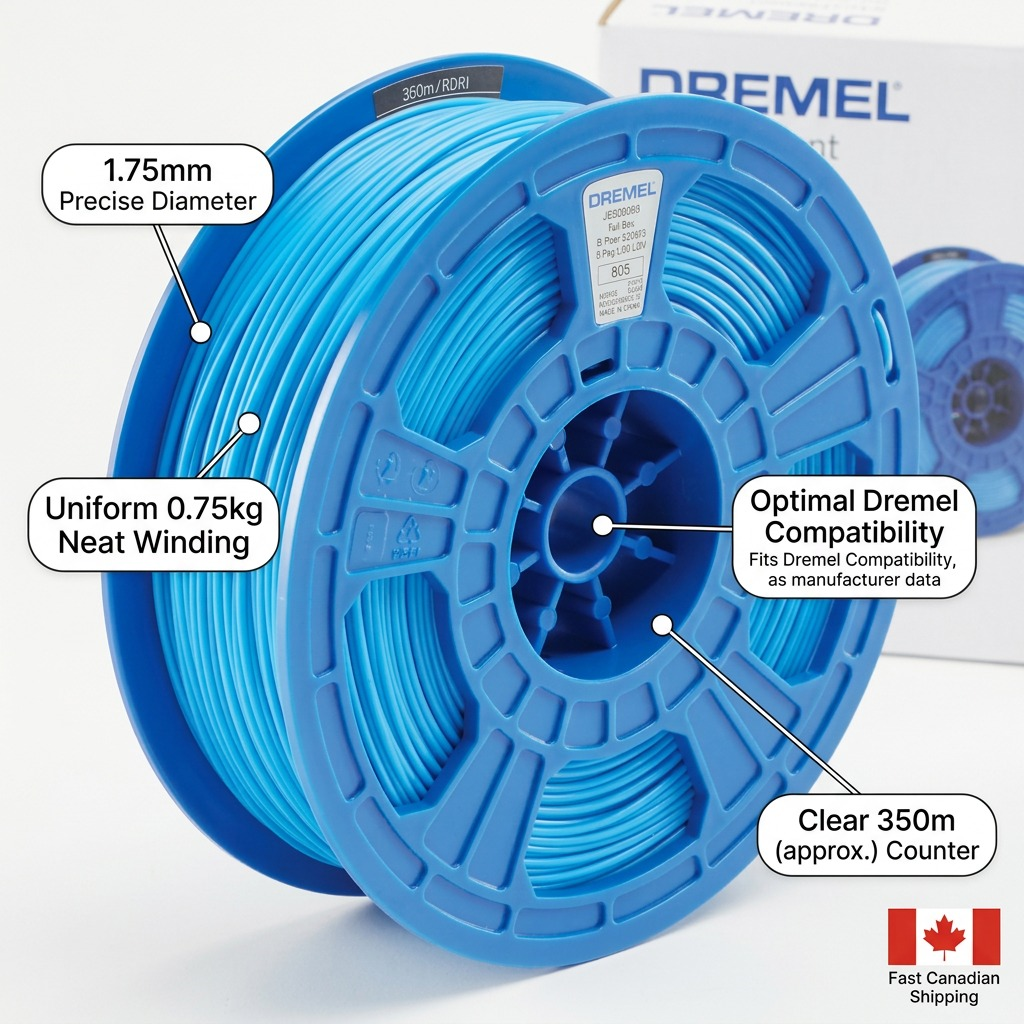 Dremel – Filament PLA bleu, 1,75 mm, 0,75 kg — présentation des caractéristiques, réf. PLA-BLU-01