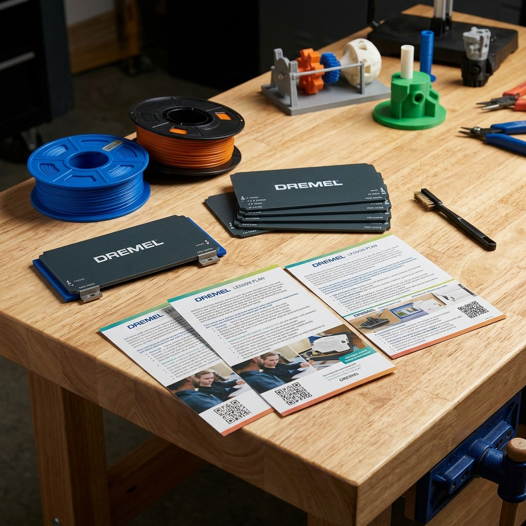 Dremel 3D40-FLX – Trousse éducative d’accessoires — présentation en situation, réf. 3DFLXEDU-KIT