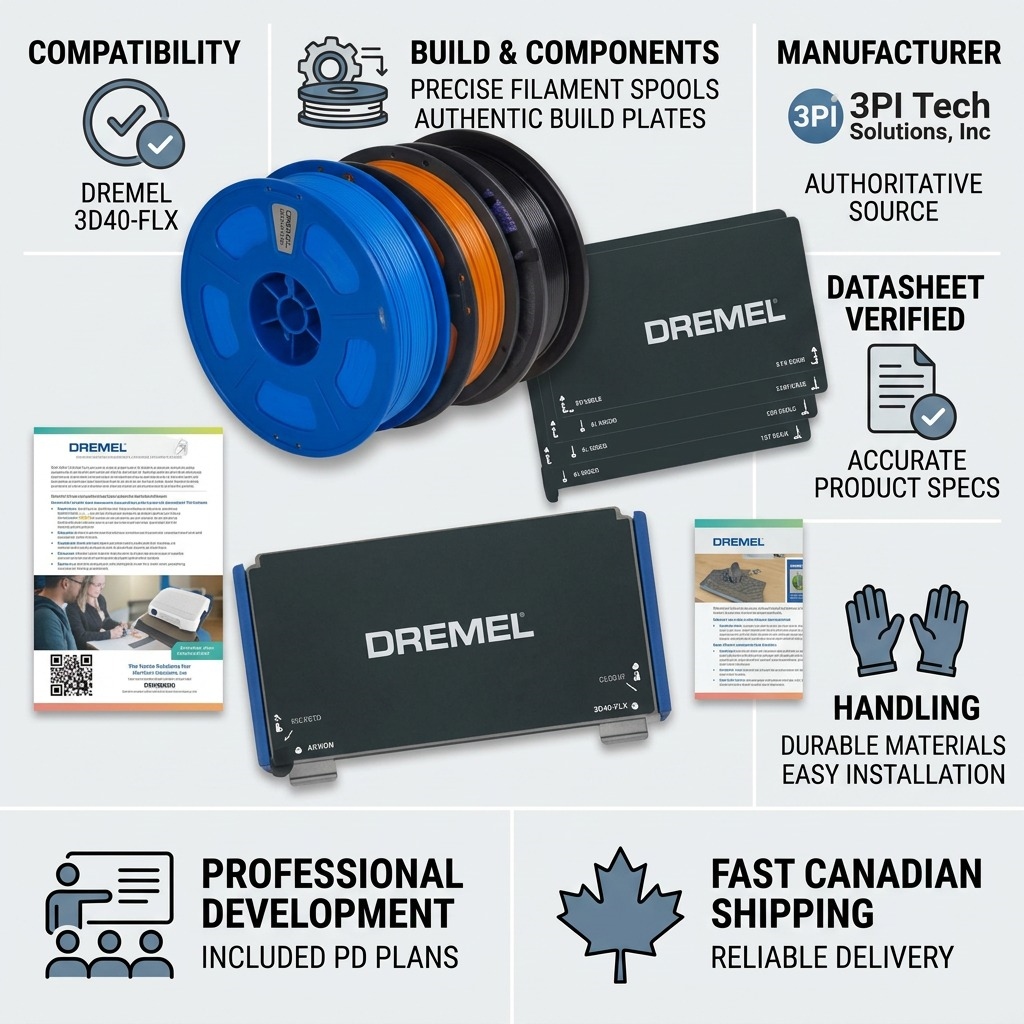 Dremel 3D40-FLX – Trousse éducative d’accessoires — gros plan des détails, réf. 3DFLXEDU-KIT
