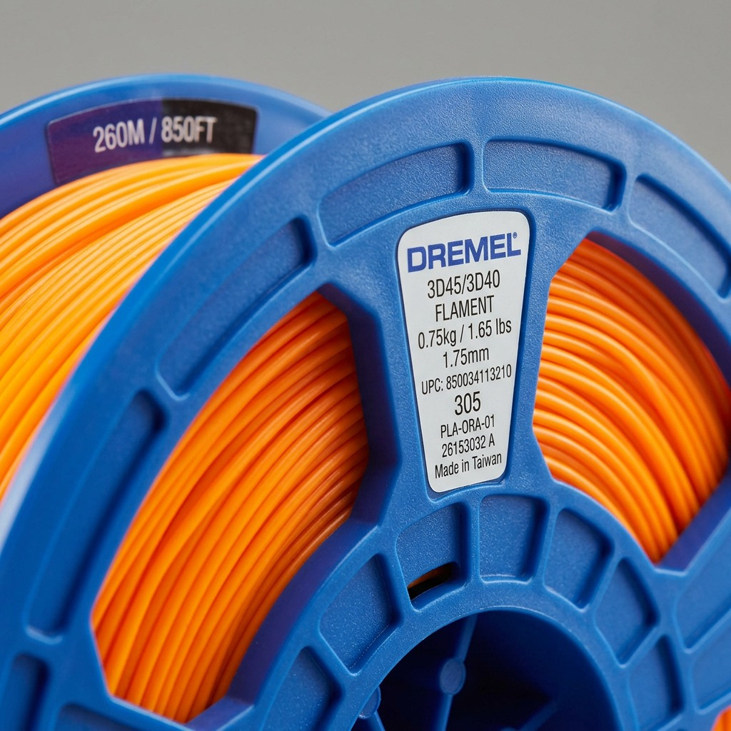 Dremel – Filament PLA orange, 1,75 mm, 0,75 kg — vue 3, réf. PLA-ORA-01