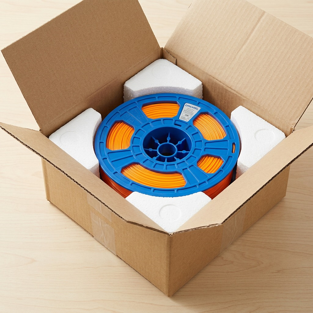 Dremel – Filament PLA orange, 1,75 mm, 0,75 kg — présentation de l’emballage, réf. PLA-ORA-01
