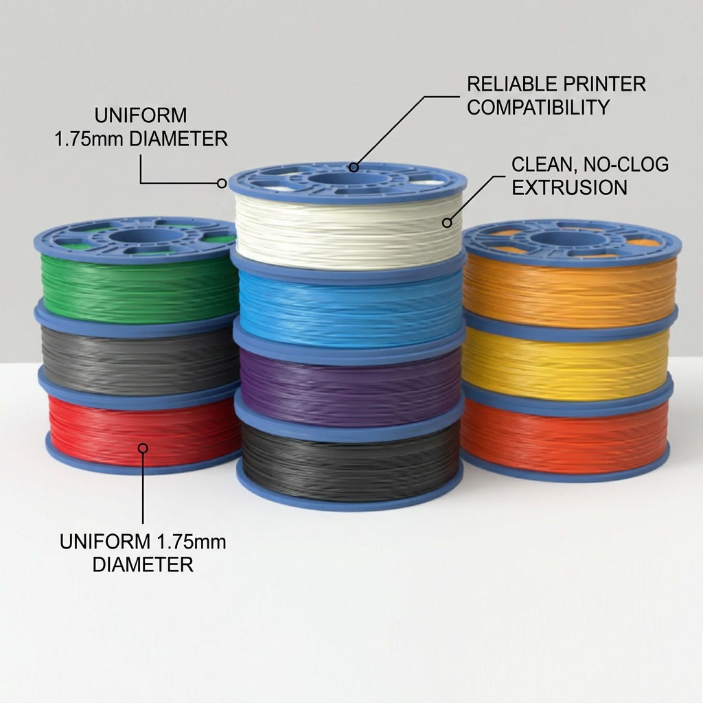 Dremel – Filament PLA 1,75 mm, assortiment de 10 bobines — gros plan des détails, réf. PLA-VAR10-01