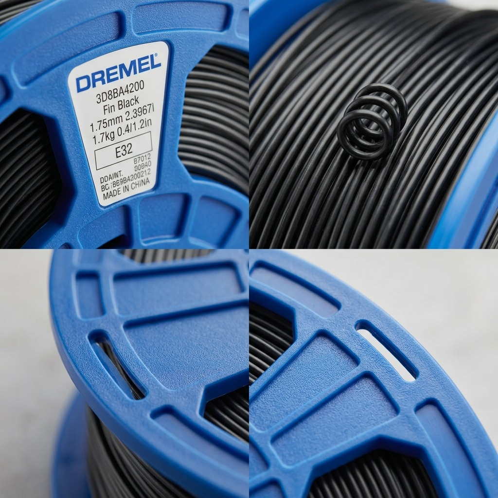 Dremel – Filament PLA noir, 1,75 mm, 0,75 kg — vue 3, réf. PLA-BLA-01