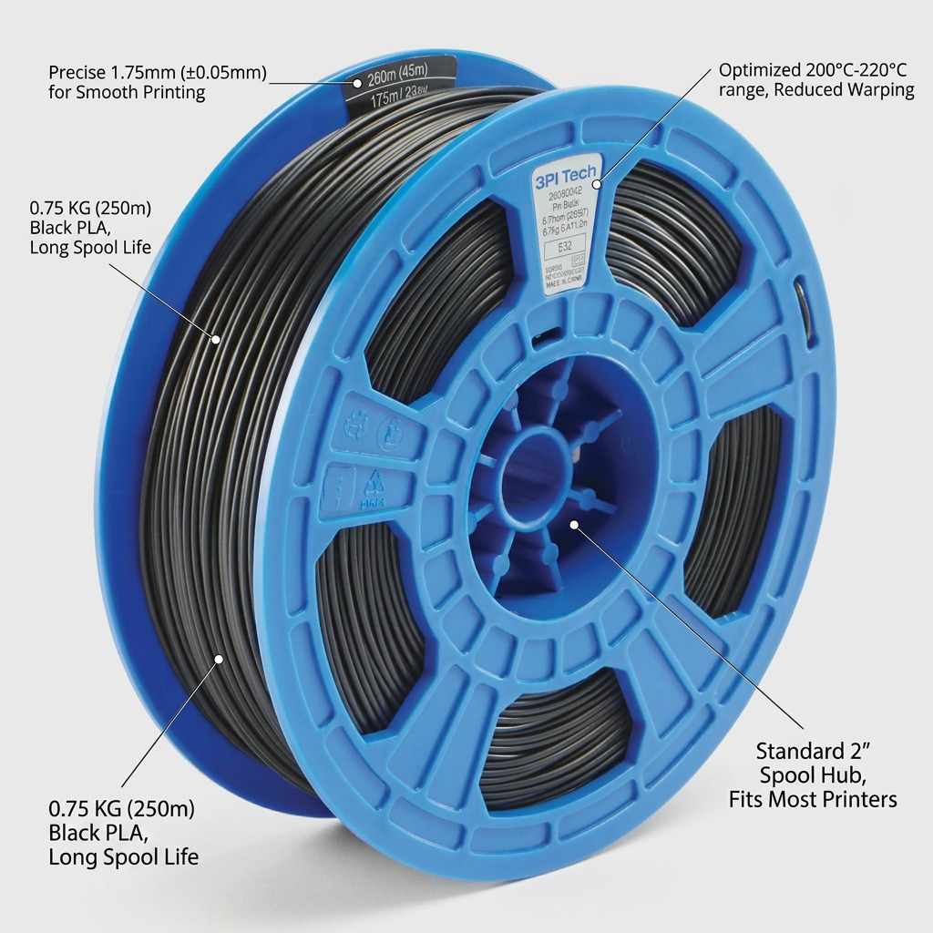 Dremel – Filament PLA noir, 1,75 mm, 0,75 kg — présentation des caractéristiques, réf. PLA-BLA-01
