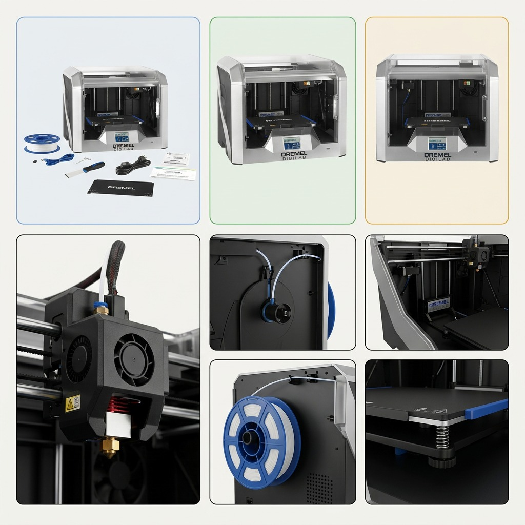 Dremel DigiLab 3D40-FLX – Imprimante 3D — vues et détails du produit, réf. 3D40-FLX-01