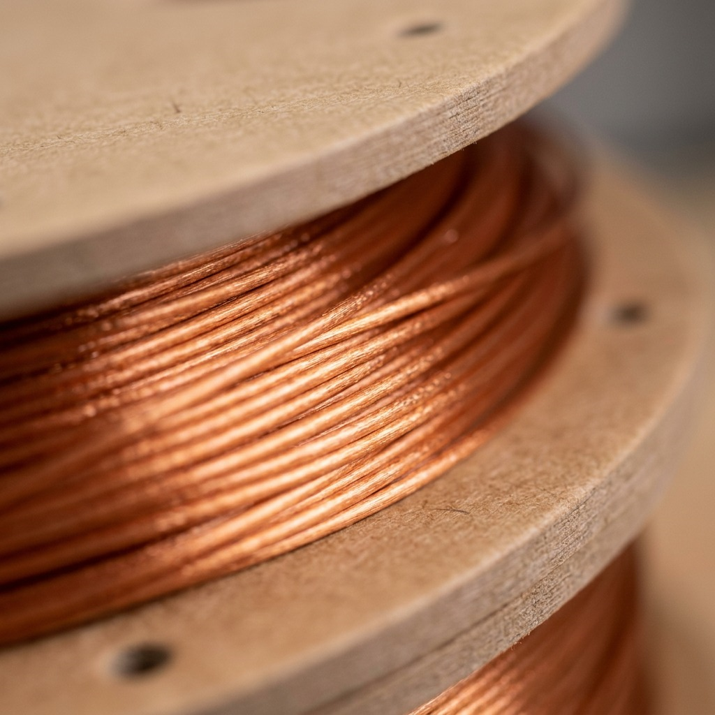 A crisp hero photograph of the Dremel brand copper silk 3D printer filament spool on a pure white background. The shiny copper-colored filament is tightly wound on a brown recycled fiberboard spool.