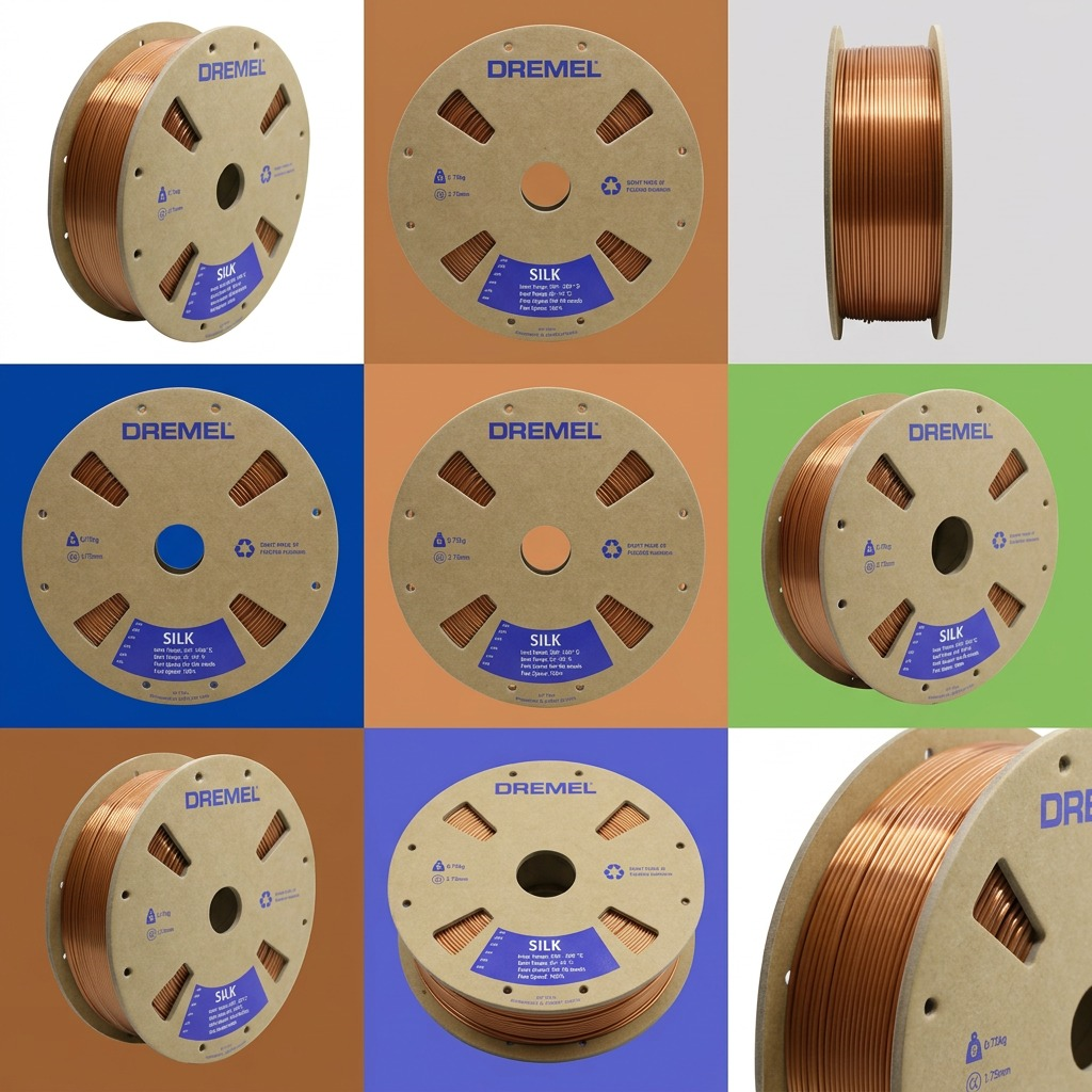 Dremel – Filament PLA soyeux cuivré, 1,75 mm, 0,75 kg — vues et détails du produit, réf. SLK-COP-01
