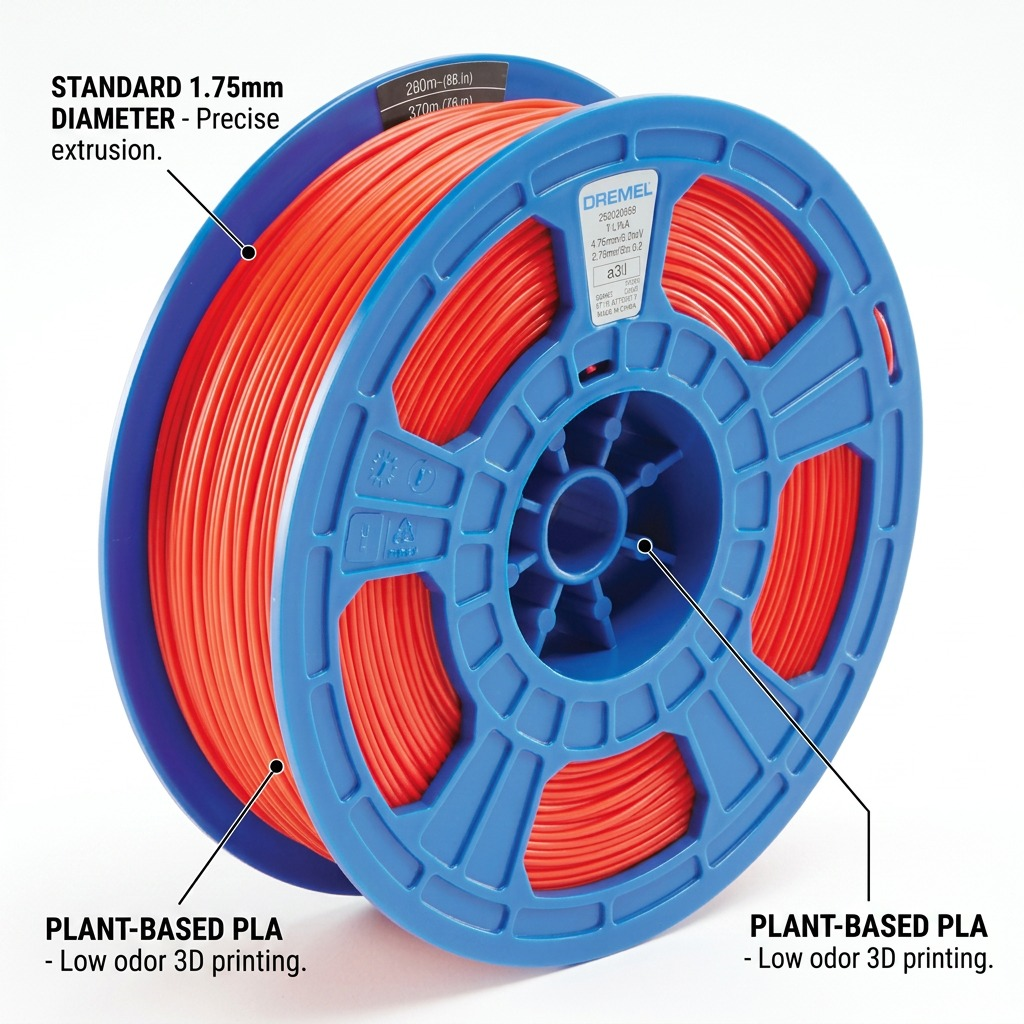 Dremel – Filament PLA rouge, 1,75 mm, 0,75 kg — présentation des caractéristiques, réf. PLA-RED-01
