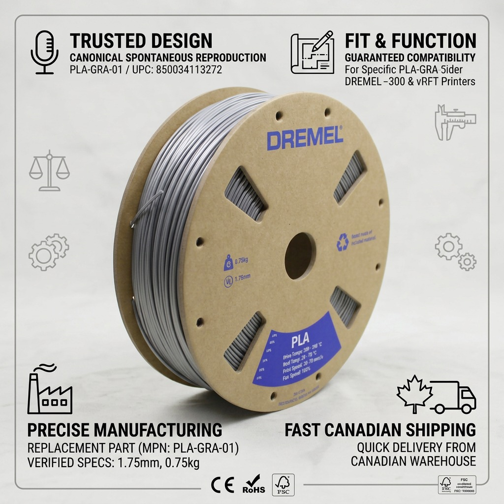 Dremel – Filament PLA gris, 1,75 mm, 0,75 kg — vue 8, réf. PLA-GRA-01