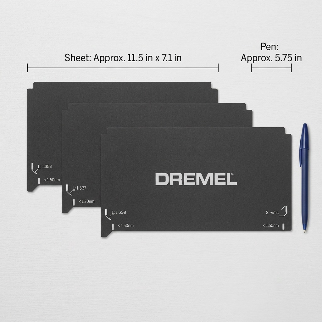 A high-resolution three-pack of dark gray Dremel 3D40-FLX build sheets.